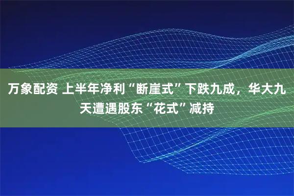 万象配资 上半年净利“断崖式”下跌九成，华大九天遭遇股东“花式”减持