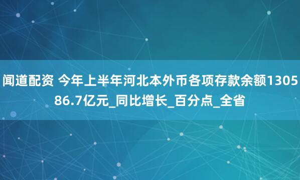 闻道配资 今年上半年河北本外币各项存款余额130586.7亿元_同比增长_百分点_全省